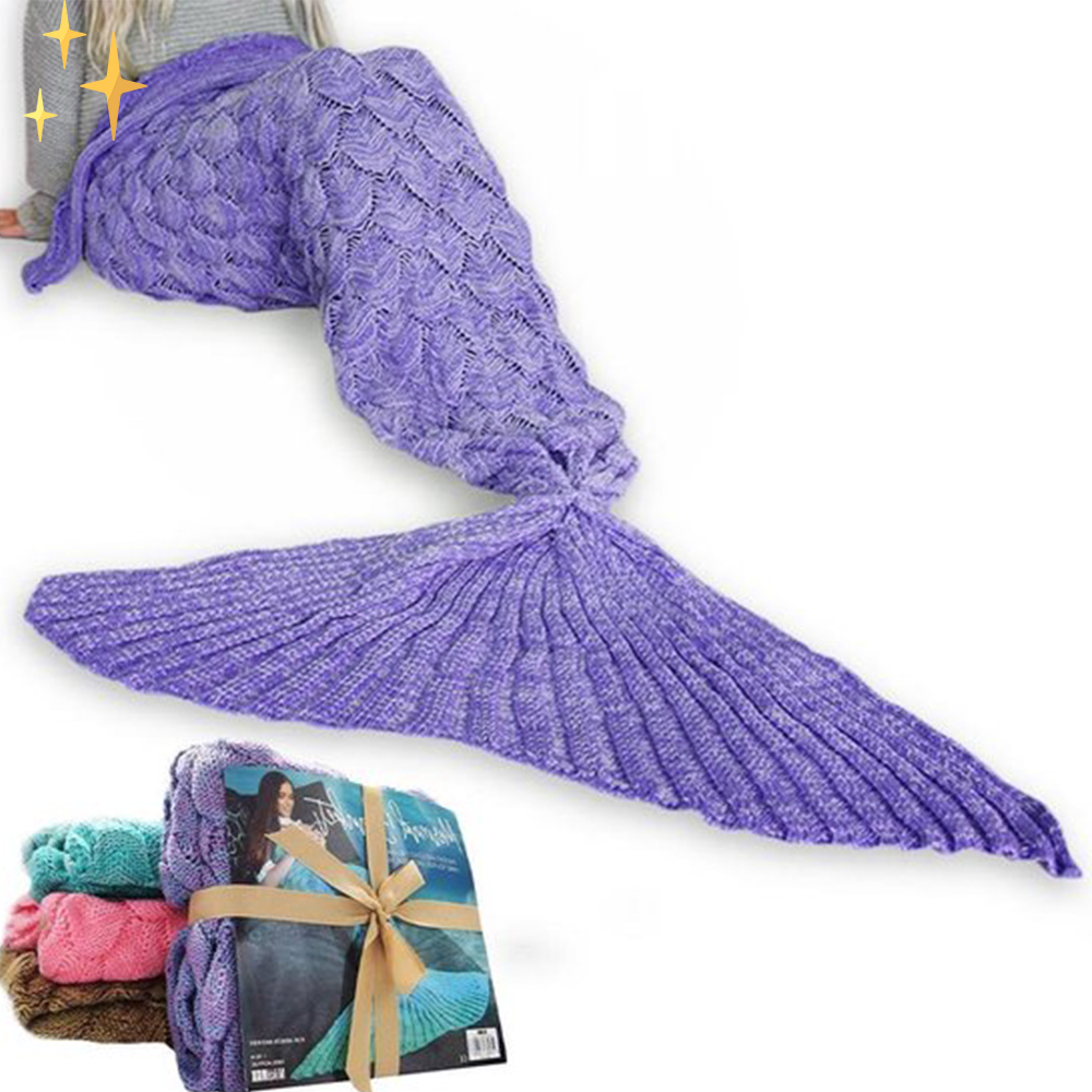 Meerjungfrauenschwanz Decke | Gestrickt Warm Bequem Weich Vielseitig-Lila-Luzern Mode