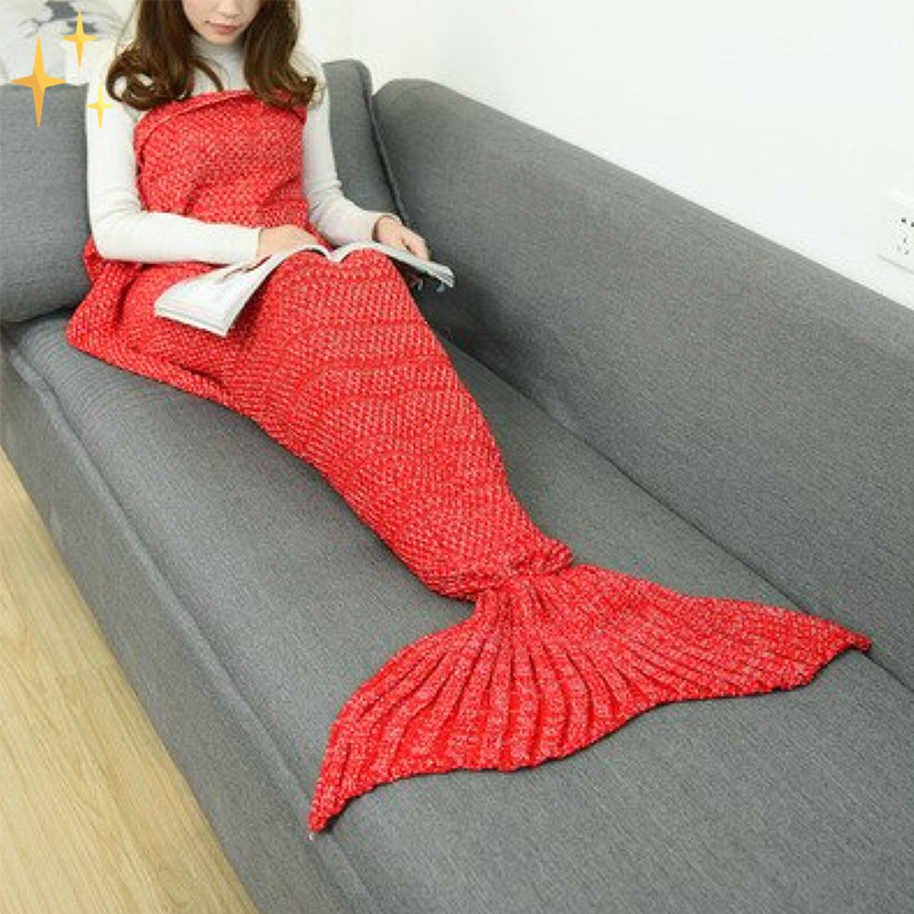 Meerjungfrauenschwanz Decke | Gestrickt Warm Bequem Weich Vielseitig-Rot-Luzern Mode