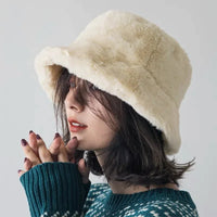 Flauschiger Eimerhut Damen Wintermode Accessoire Trend-Luzern Mode