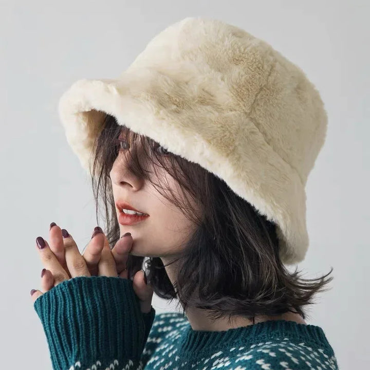 Flauschiger Eimerhut Damen Wintermode Accessoire Trend-Luzern Mode