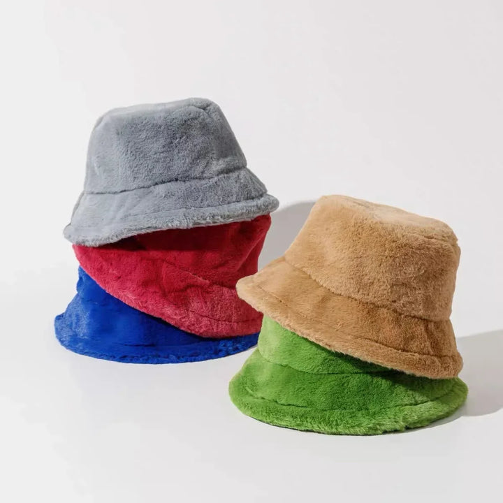 Flauschiger Eimerhut Damen Wintermode Accessoire Trend-Luzern Mode