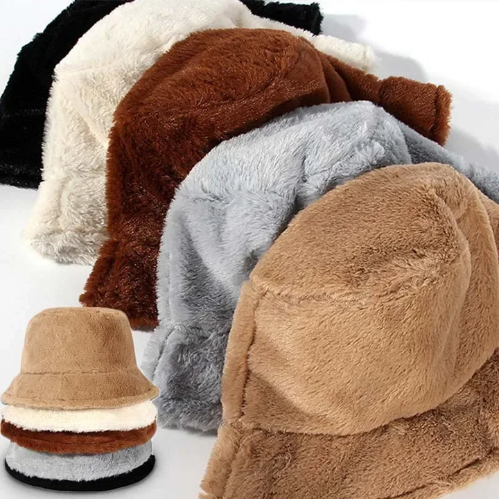 Flauschiger Eimerhut Damen Wintermode Accessoire Trend-Luzern Mode