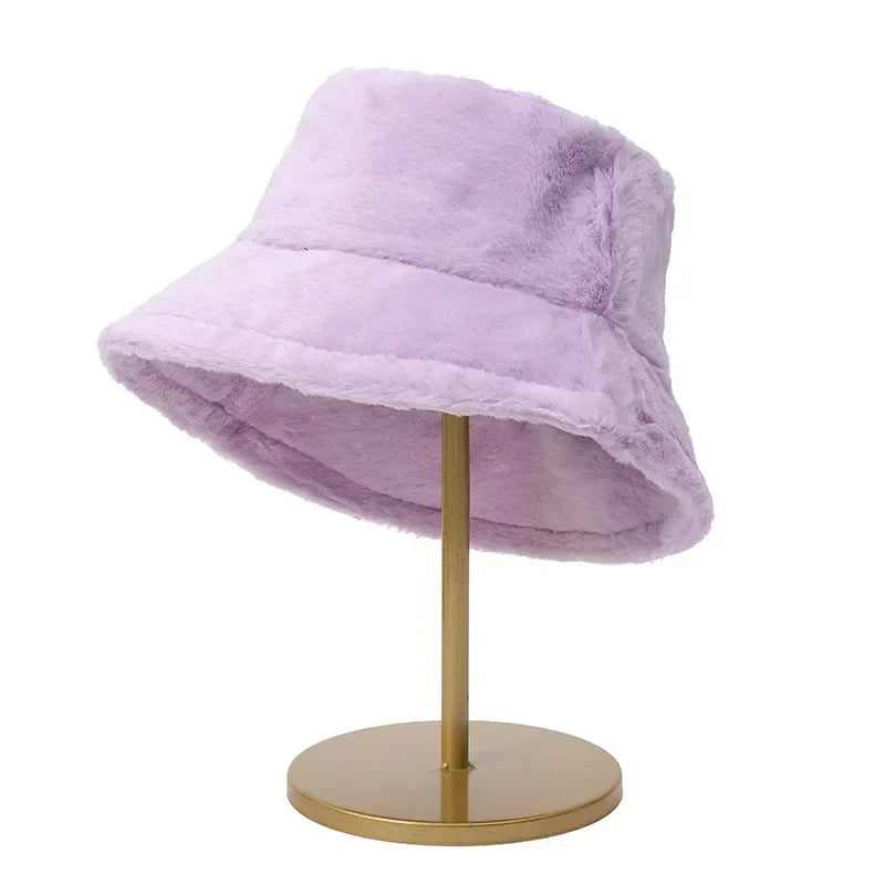 Flauschiger Eimerhut Damen Wintermode Accessoire Trend-Lila-Luzern Mode