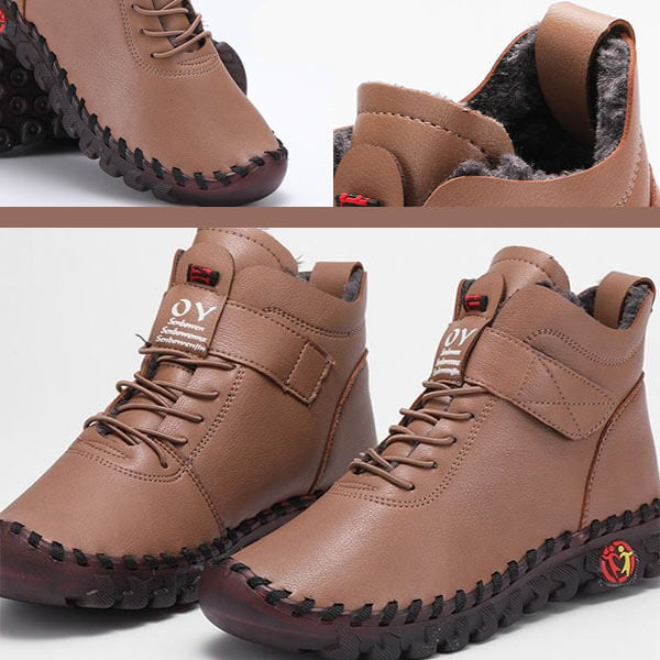 Damen Winterschuhe | Halbhöhe | Veganes Leder | Wasserdicht | Rutschfest-Luzern Mode