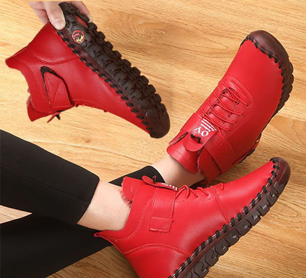 Damen Winterschuhe | Halbhöhe | Veganes Leder | Wasserdicht | Rutschfest-Luzern Mode