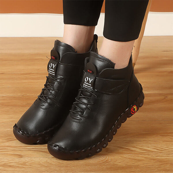 Damen Winterschuhe | Halbhöhe | Veganes Leder | Wasserdicht | Rutschfest-Schwarz-35-Luzern Mode