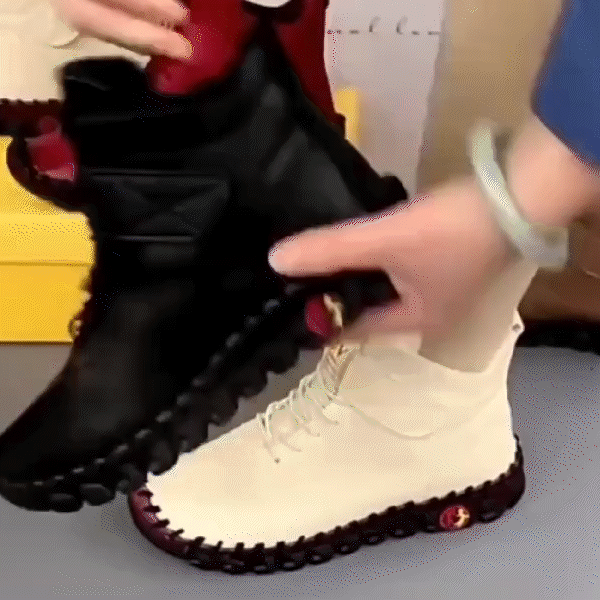 Damen Winterschuhe | Halbhöhe | Veganes Leder | Wasserdicht | Rutschfest-Luzern Mode