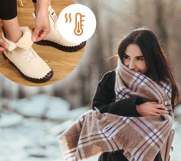 Damen Winterschuhe | Halbhöhe | Veganes Leder | Wasserdicht | Rutschfest-Luzern Mode