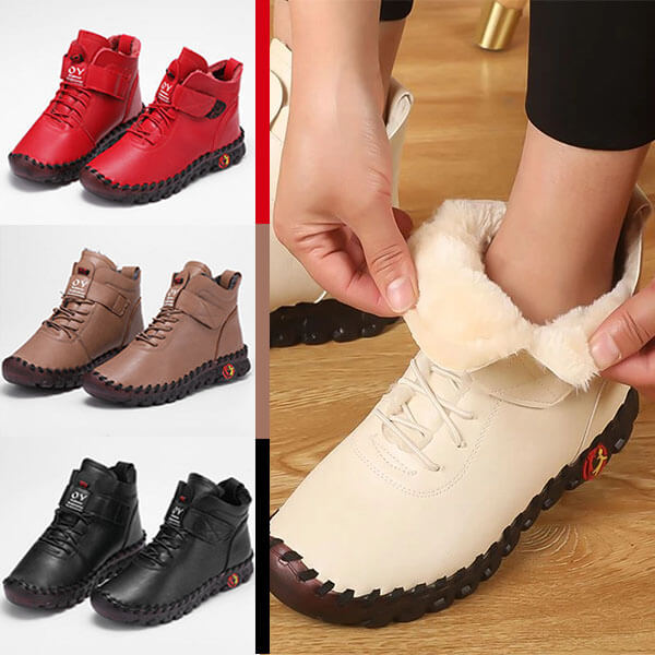 Damen Winterschuhe | Halbhöhe | Veganes Leder | Wasserdicht | Rutschfest-Luzern Mode