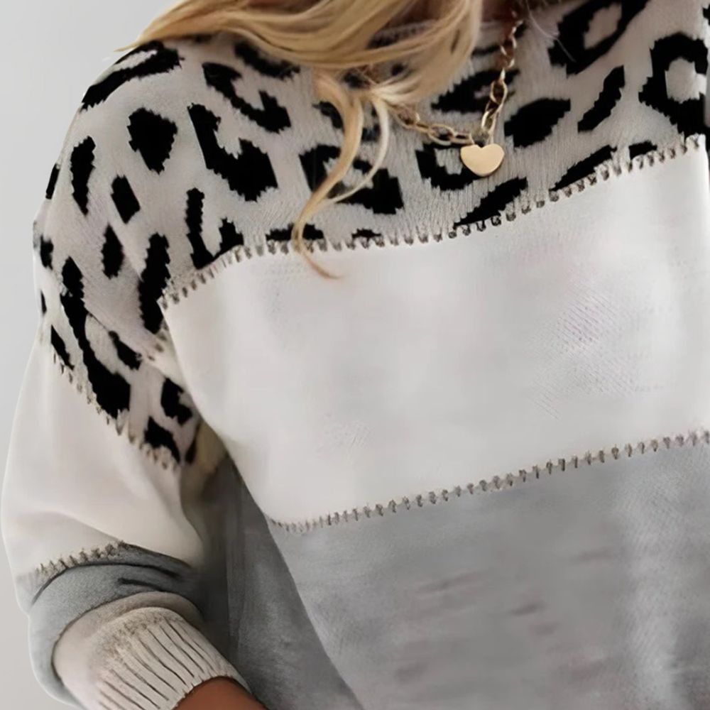 Leopardenmuster Pullover Damen - Modischer Strickpullover-Luzern Mode