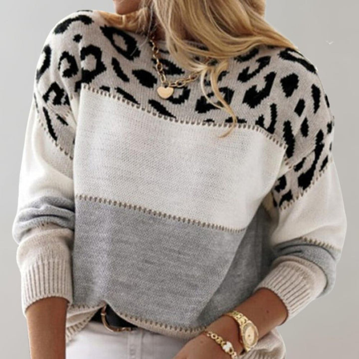 Leopardenmuster Pullover Damen - Modischer Strickpullover-Luzern Mode