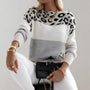 Leopardenmuster Pullover Damen - Modischer Strickpullover-Grau-S-Luzern Mode