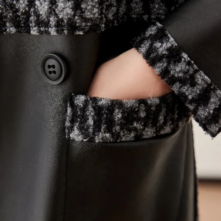 Hochwertiger Damenmantel mit Bouclé-Details und Taschen-Luzern Mode