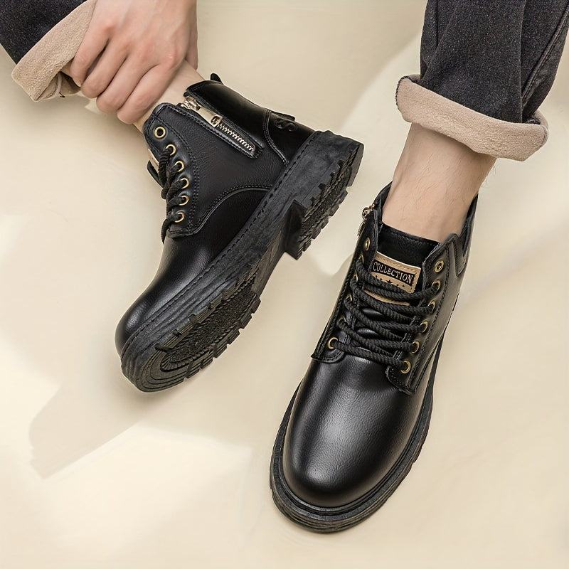 Herren Winterstiefel mit Warmfutter und rutschfester Sohle-Luzern Mode