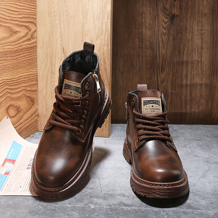 Herren Winterstiefel mit Warmfutter und rutschfester Sohle-Luzern Mode