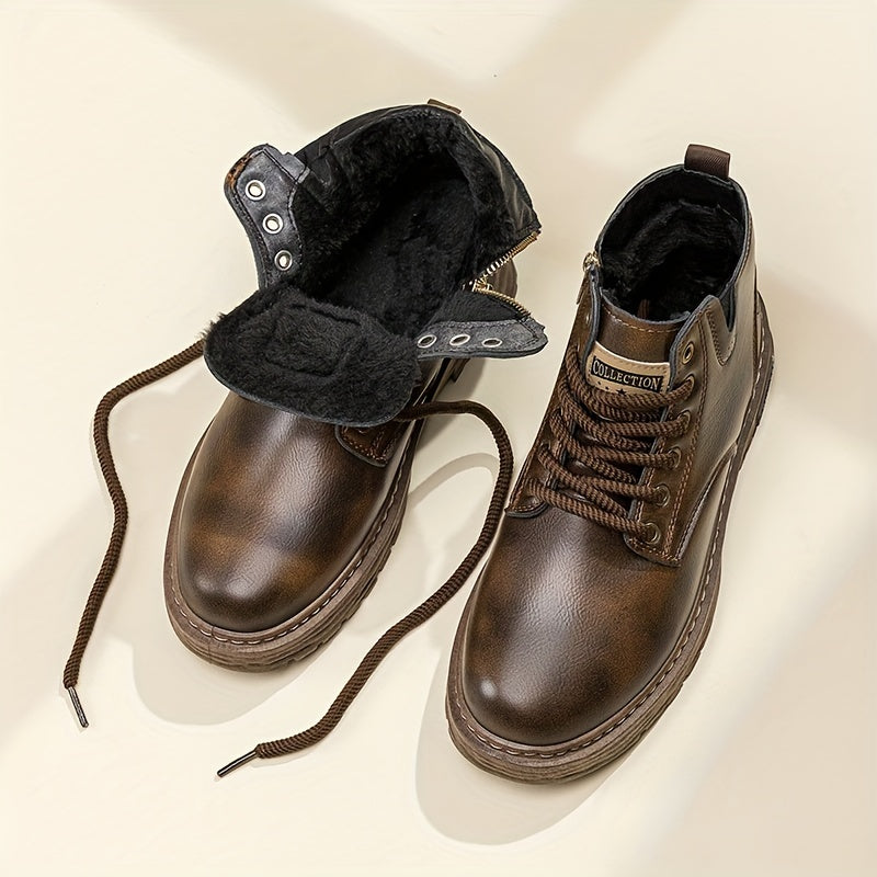 Herren Winterstiefel mit Warmfutter und rutschfester Sohle-Luzern Mode