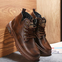 Herren Winterstiefel mit Warmfutter und rutschfester Sohle-Dunkelbraun-39-Luzern Mode