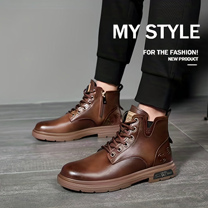 Herren Winterstiefel mit Warmfutter und rutschfester Sohle-Luzern Mode