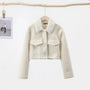Damen Winterjacke aus Kunstlammwolle - Kurz und Modisch-Beige-XS-Luzern Mode