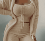Flauschiger Damen Zweiteiler Set für gemütliche Tage-Beige-S-Luzern Mode