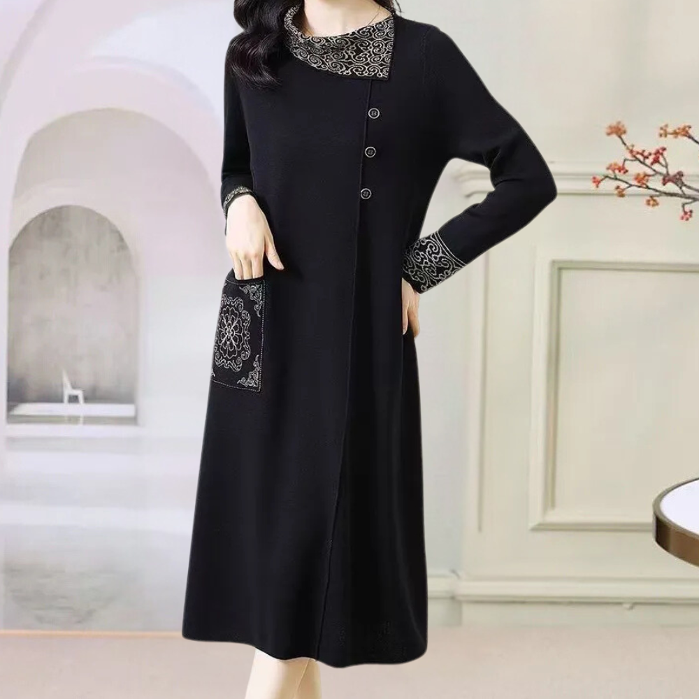 Elegantes Damenkleid mit Spitze und Knopfleiste, knielang-XS-Luzern Mode