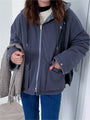 Oversized Damen Winterjacke mit Kapuze und Taschen für kalte Tage-Blau-S-Luzern Mode