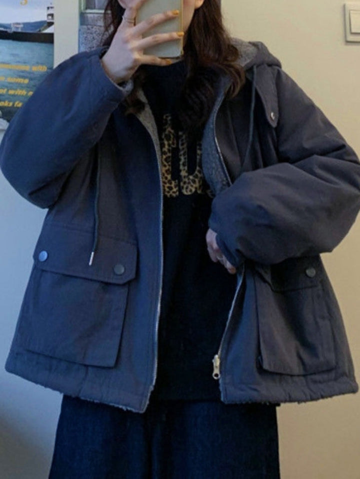Oversized Damen Winterjacke mit Kapuze und Taschen für kalte Tage-Luzern Mode