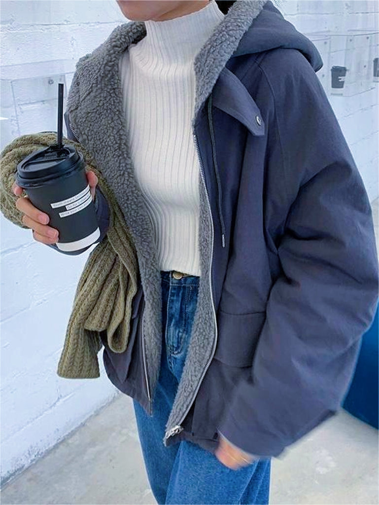 Oversized Damen Winterjacke mit Kapuze und Taschen für kalte Tage-Luzern Mode