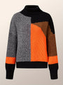 Herren Strickpullover mit Rollkragen und Patchwork-Design-Orange-S-Luzern Mode