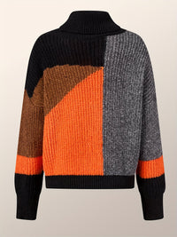 Herren Strickpullover mit Rollkragen und Patchwork-Design-Luzern Mode