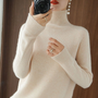 Damen Rollkragenpullover aus Kaschmir - Weicher Strickpullover-Beige-S-Luzern Mode