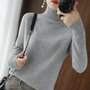 Damen Rollkragenpullover aus Kaschmir - Weicher Strickpullover-Grau-S-Luzern Mode