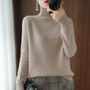 Damen Rollkragenpullover aus Kaschmir - Weicher Strickpullover-Khaki-S-Luzern Mode