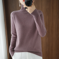 Damen Rollkragenpullover aus Kaschmir - Weicher Strickpullover-Lila-S-Luzern Mode