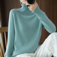 Damen Rollkragenpullover aus Kaschmir - Weicher Strickpullover-Petrol-S-Luzern Mode