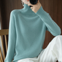 Damen Rollkragenpullover aus Kaschmir - Weicher Strickpullover-Petrol-S-Luzern Mode