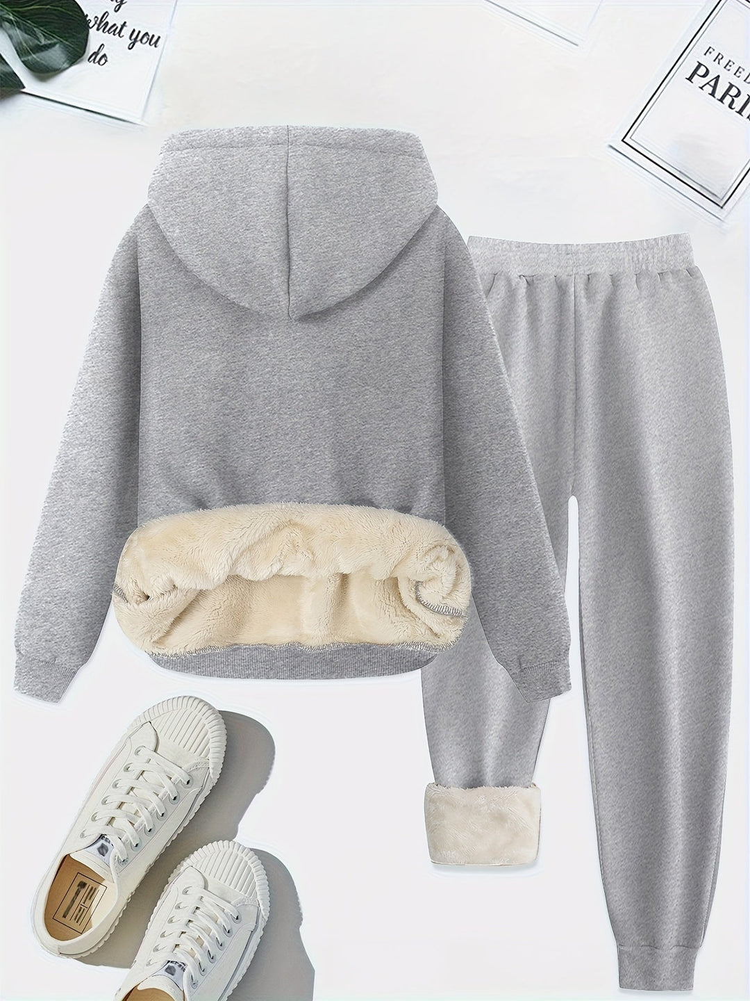 Herbst Damen Hoodie Set mit Herz- und Schmetterlingsmotiv-Luzern Mode