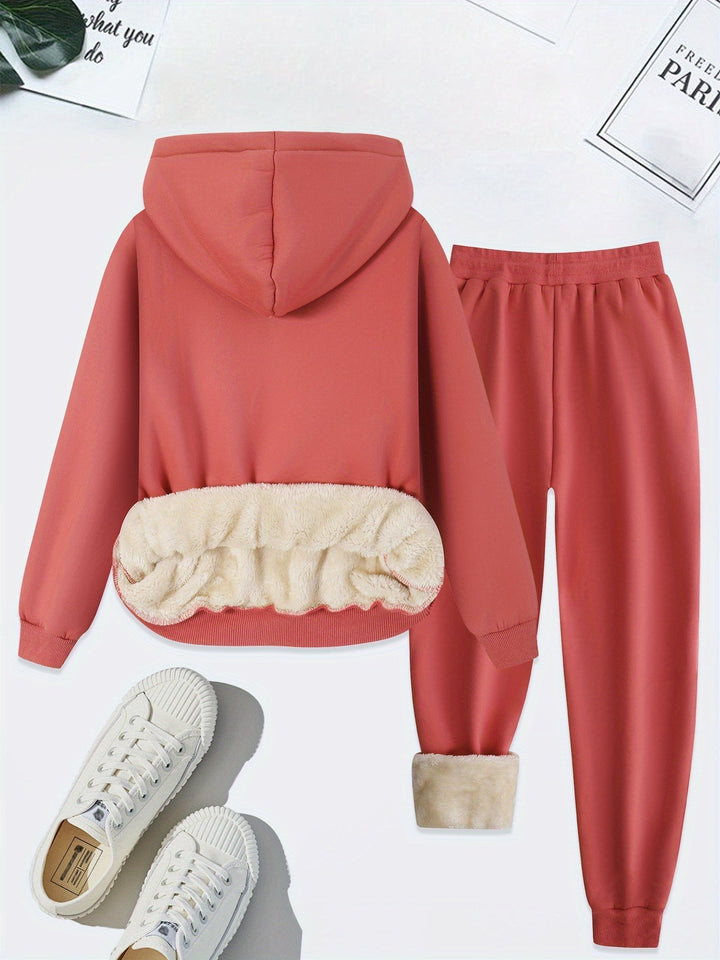 Herbst Damen Hoodie Set mit Herz- und Schmetterlingsmotiv-Luzern Mode