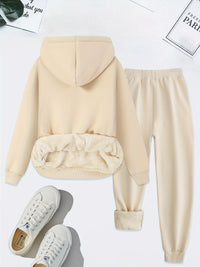 Herbst Damen Hoodie Set mit Herz- und Schmetterlingsmotiv-Luzern Mode