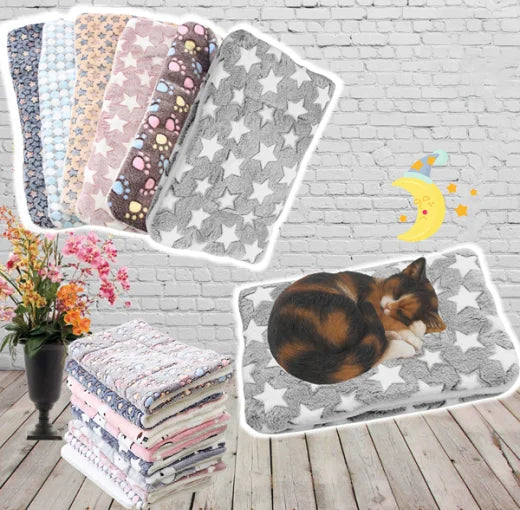 Deckchen für Katzen | Warm | Weich | Komfortabel | Waschbar | Stilvoll-Grau & Sterne-S-Luzern Mode