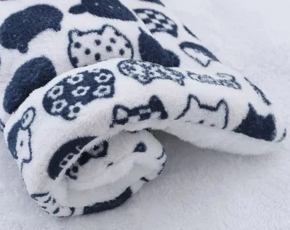 Deckchen für Katzen | Warm | Weich | Komfortabel | Waschbar | Stilvoll-Weiß & Katzenmotiv-S-Luzern Mode