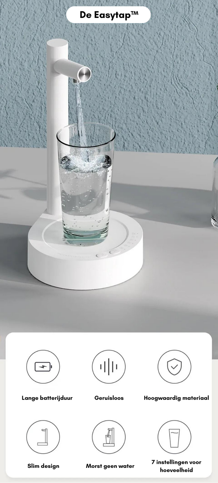 Automatischer Wasserspender | Mühelos | 7 Einstellungen | USB-aufladbar-Luzern Mode