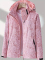 Wasserdichte Outdoor-Jacke mit Kapuze und Muster Damen-Hellrosa-XS-Luzern Mode