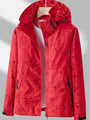 Wasserdichte Outdoor-Jacke mit Kapuze und Muster Damen-Rot-XS-Luzern Mode