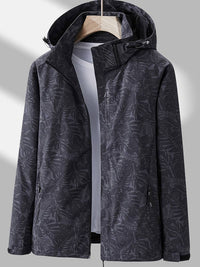 Wasserdichte Outdoor-Jacke mit Kapuze und Muster Damen-Schwarz-XS-Luzern Mode