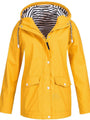 Wasserdichte Damen Regenjacke mit Kapuze und Taschen-Gelb-S-Luzern Mode