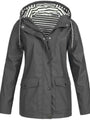 Wasserdichte Damen Regenjacke mit Kapuze und Taschen-Grau-S-Luzern Mode