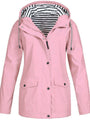 Wasserdichte Damen Regenjacke mit Kapuze und Taschen-Rosa-S-Luzern Mode