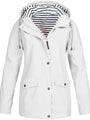Wasserdichte Damen Regenjacke mit Kapuze und Taschen-Weiß-S-Luzern Mode