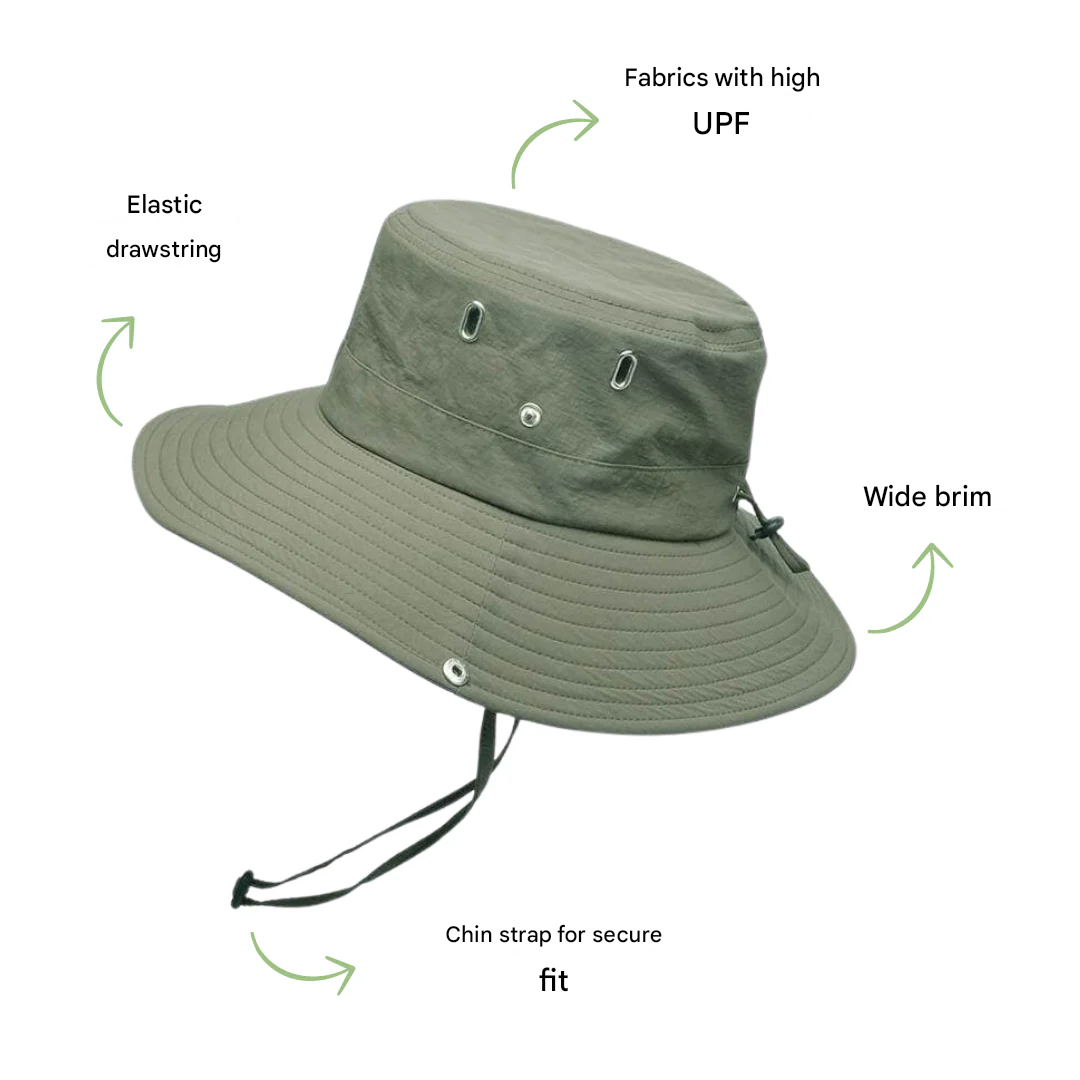 Outdoor Hut Herren UV-Schutz | Wasserabweisender Sonnenhut | Atmungsaktiv & faltbar-Luzern Mode